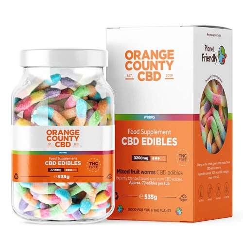 Orange County CBD gumi bonboni z vonjem črvov, 70 kosov, 3200 mg CBD-ja, 535 g